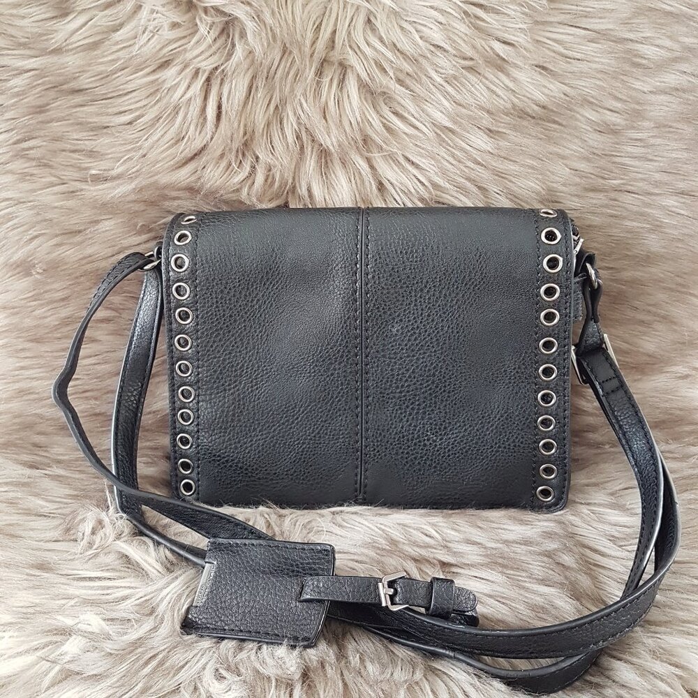 Hillary Radley Black Faux Leather Shoulder Bag